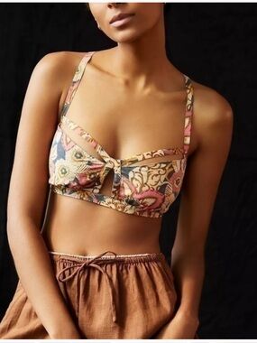 Anthropologie Pilcro Printed Surf Cotton Bra Top Size Medium Nwot